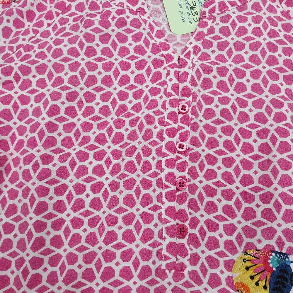 3633 Size XL Kim Rogers Upcycled Pink and White Top. - Picture 2 of 7